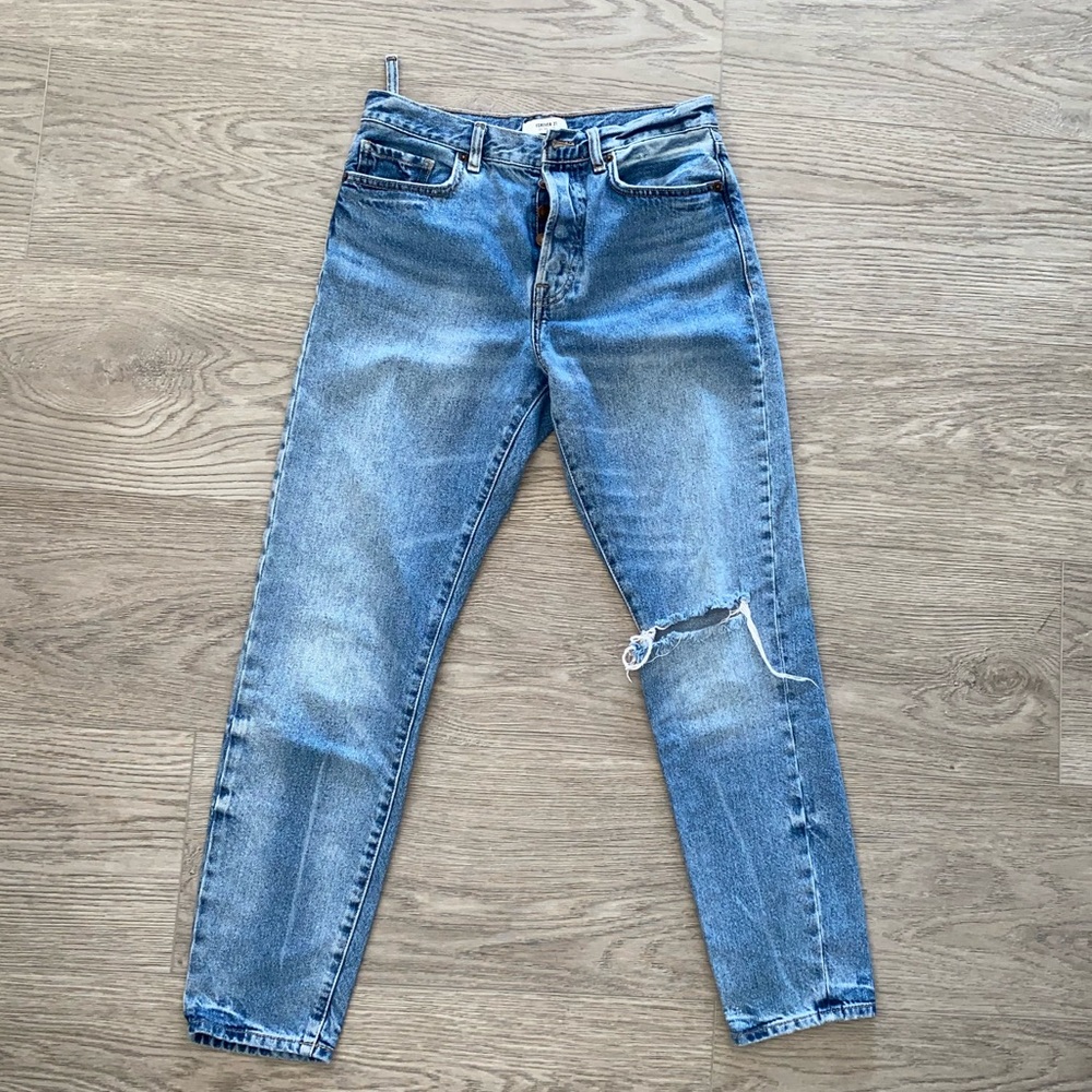 Forever 21 High Rise Distressed Jeans